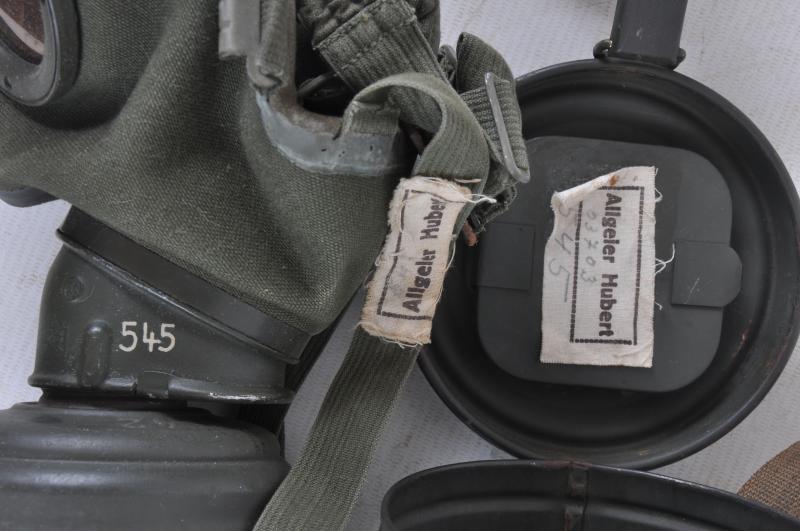 WW2 German Matching Name & Numbered Gas Mask & Canister