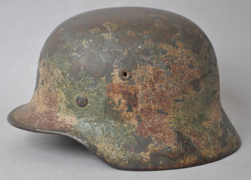 WW2 German Three Colour Normandy Bocage Camouflage M40 Helmet