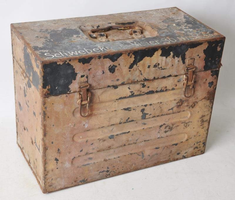 WW2 German Two Tone Camouflage Painted Flak Gun Sight Box- Complete With Inner Wooden Fittings