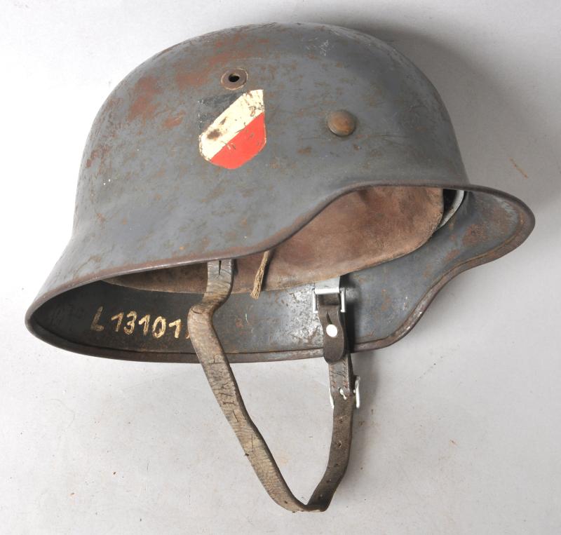 WW2 German Double Decal M35 Luftwaffe Helmet With Luft. 'Ausb.37' Unit Marking To Liner & LBA Marked Chinstrap