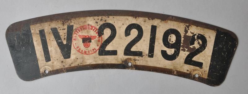 WW2 German Army Motorcycle Numberplate