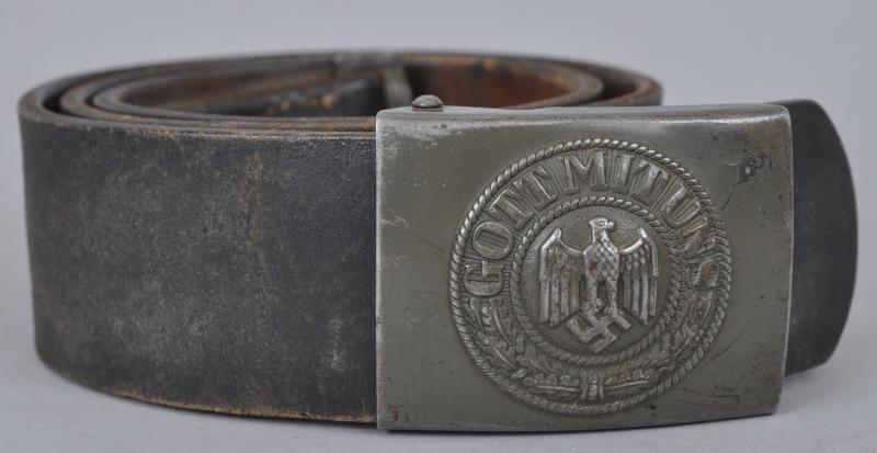 WW2 German Army Belt & Buckle - Matching Green Buckle & Belt Tab