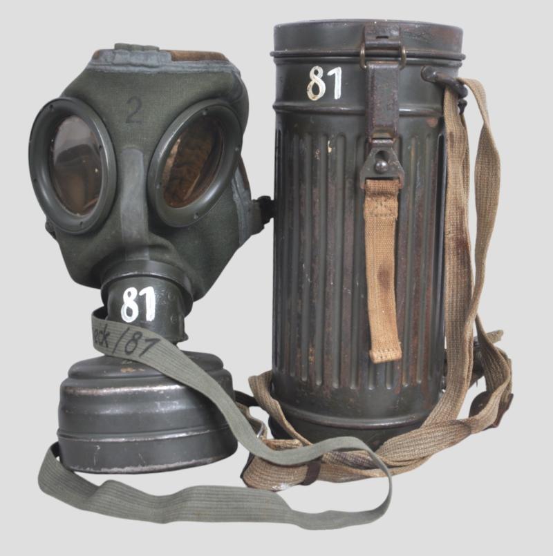 WW2 German Named & Numbered Gas Mask Set