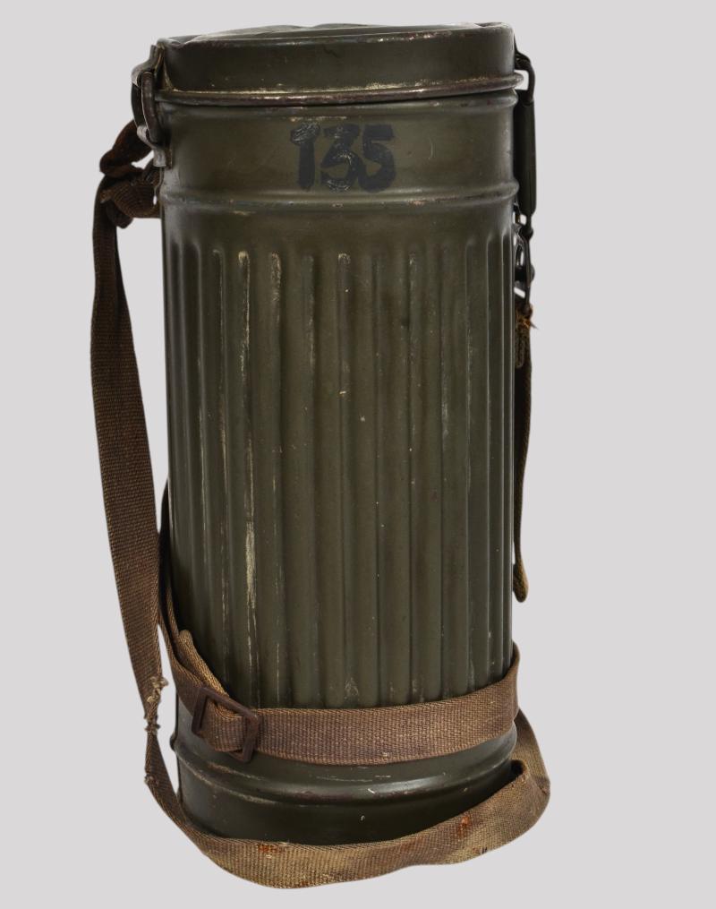 WW2 German Matching Numbers Gas Mask Set with June 1944 Dated Filter
