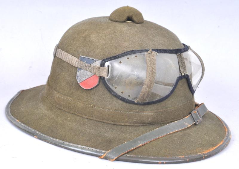 WW2 German Pith Helmet With Goggles