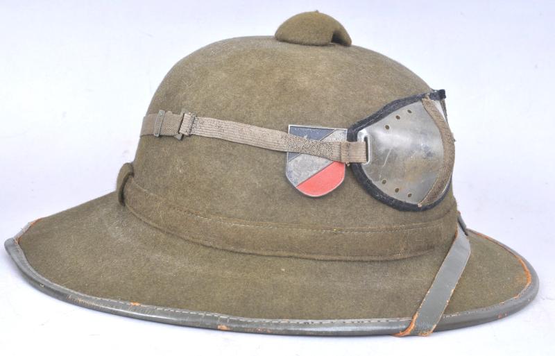 WW2 German Pith Helmet With Goggles