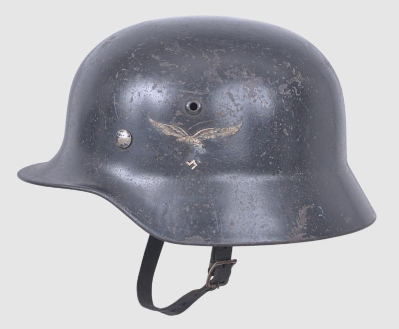 WW2 German Luftwaffe Double Decal M35 Combat Helmet With Luft.Signals Unit Markings