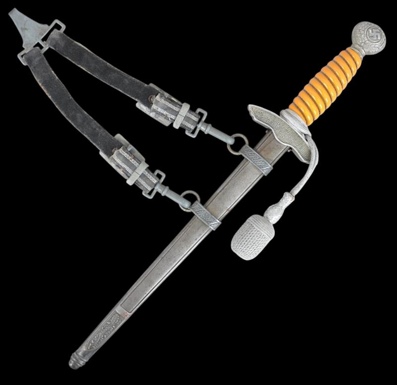 WW2 German Luftwaffe Dagger , Hanger & Knot :- Scarce Maker Arthur Schuttelhofer & Co