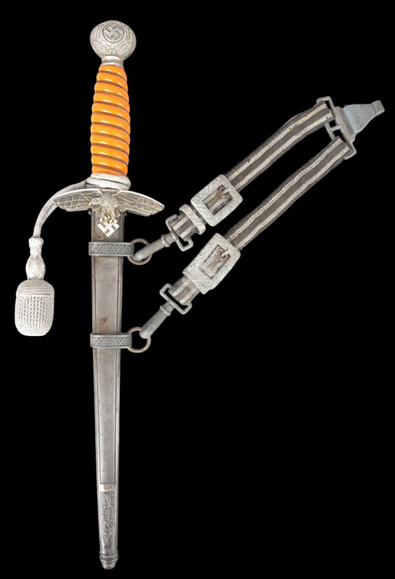 WW2 German Luftwaffe Dagger , Hanger & Knot :- Scarce Maker Arthur Schuttelhofer & Co