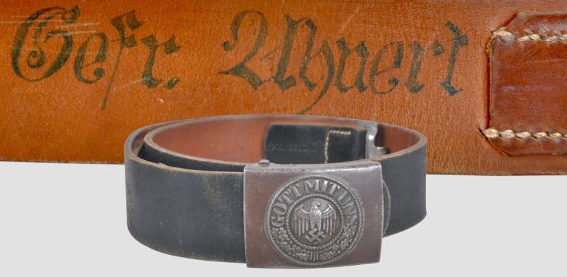 WW2 German Army Belt & Buckle With Soldiers Rank & Name